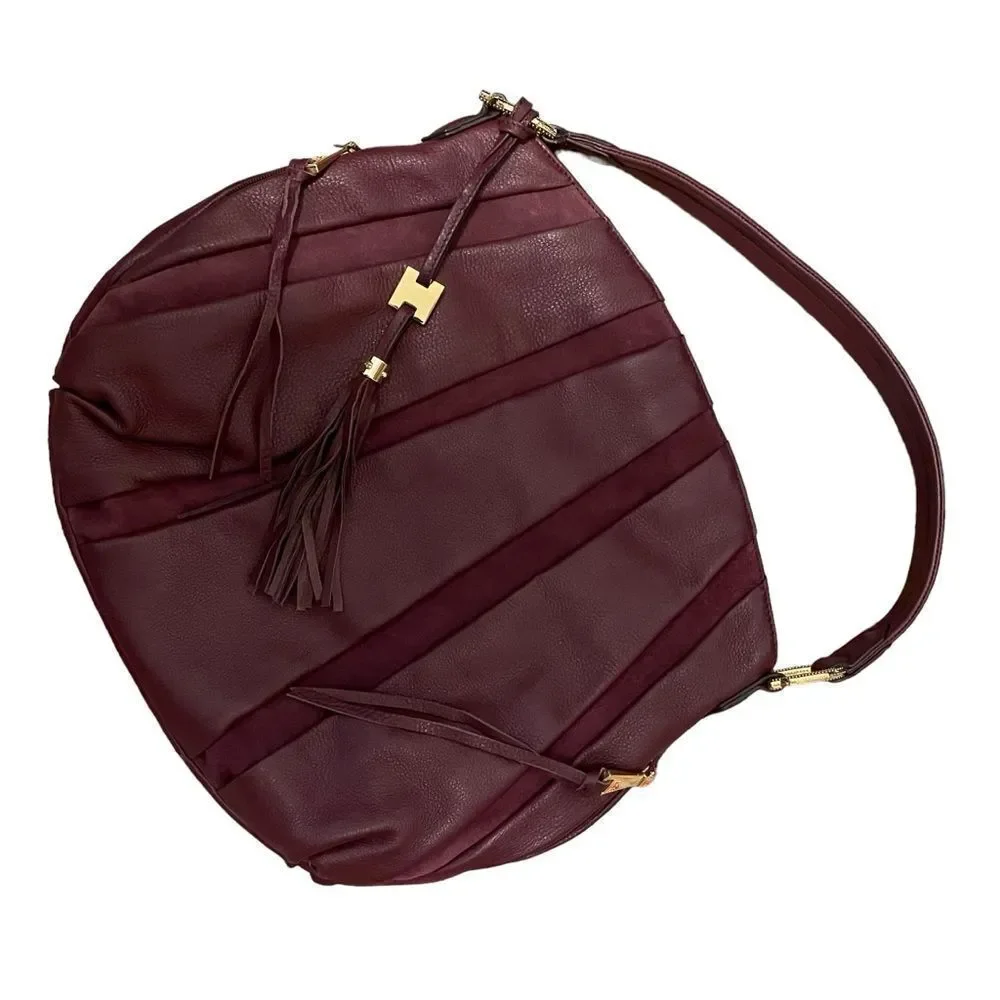 Aimee Kestenberg Tuscany Burgendy Pebble Leather Hobo Bag